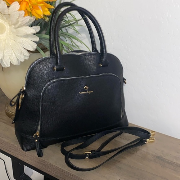 Nanette Lepore Black Pebbled Leather Dome Satchel EUC - Picture 7 of 15